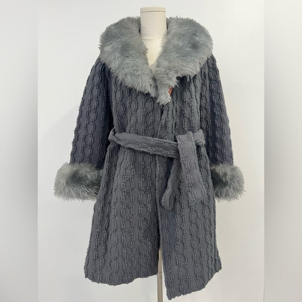 Ladies Union Vintage Faux Fur‎ Knit Robe Jacket 70s